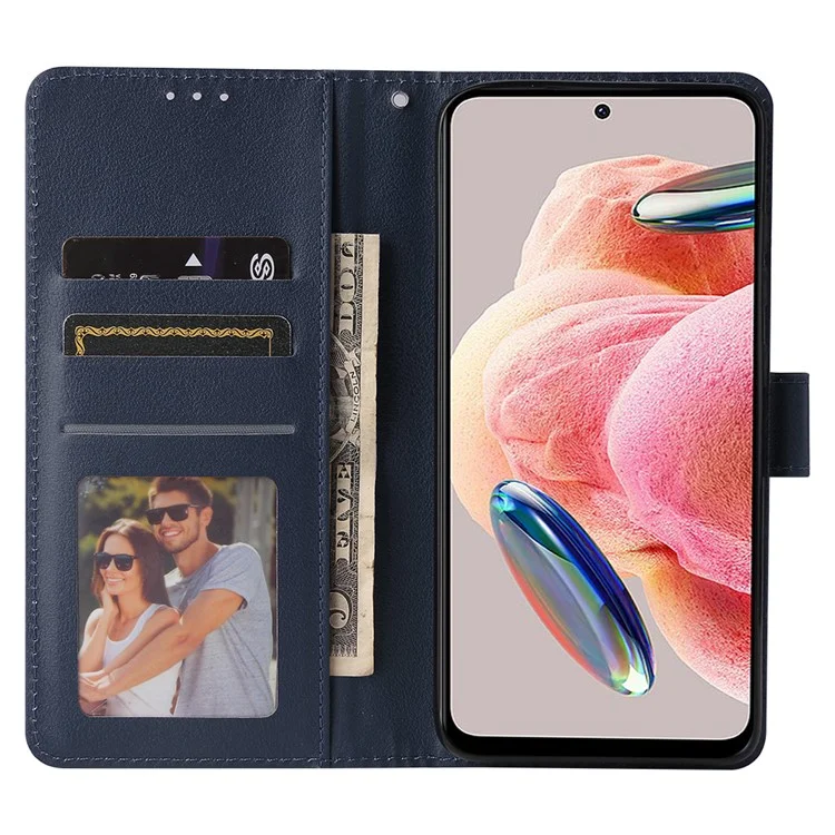 Para Xiaomi Redmi Note 12 4G Funda de Protección Completa Funda de Teléfono de Diseño de Tapa de Cuero PU - Azul