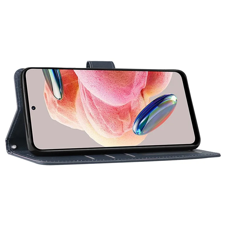 Para Xiaomi Redmi Note 12 4G Funda de Protección Completa Funda de Teléfono de Diseño de Tapa de Cuero PU - Azul