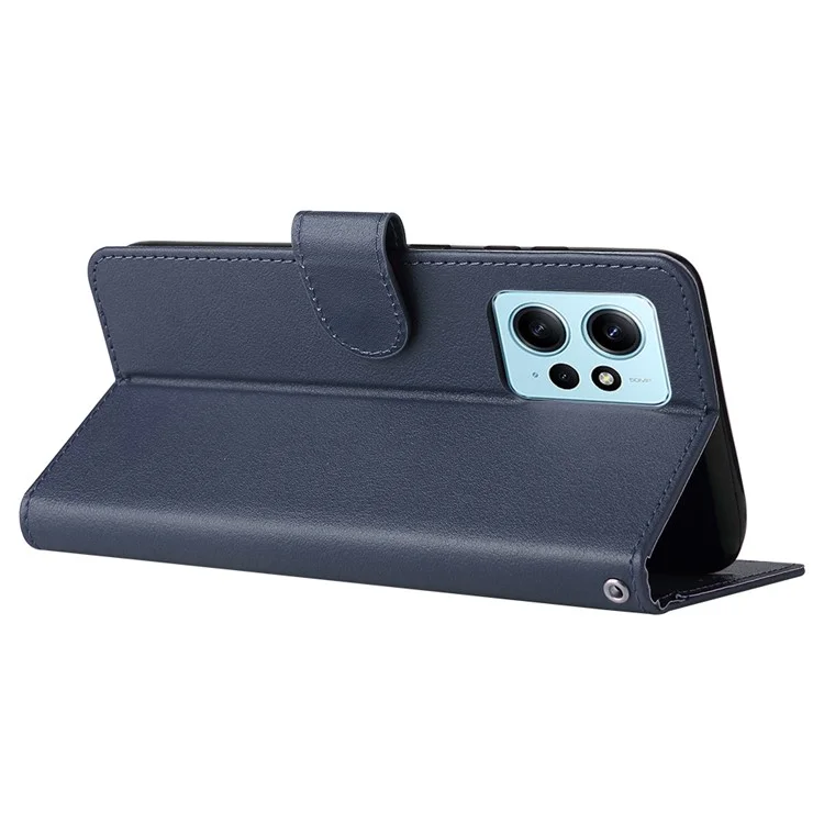 Para Xiaomi Redmi Note 12 4G Funda de Protección Completa Funda de Teléfono de Diseño de Tapa de Cuero PU - Azul