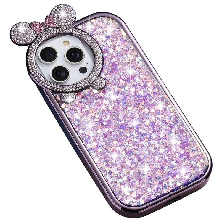 Für iPhone 14 Pro Case Rhinestone Dekor Anti-Drop Epoxy Pailletten TPU Handyhülle - Lila