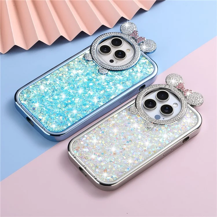 Für iPhone 14 Pro Case Rhinestone Dekor Anti-Drop Epoxy Pailletten TPU Handyhülle - Lila