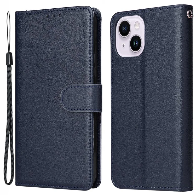 For iPhone 14 Plus Leather Case Wallet Stand Mobile Phone Cover Wholesale - Blue