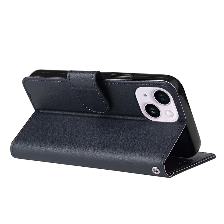 For iPhone 14 Plus Leather Case Wallet Stand Mobile Phone Cover Wholesale - Blue