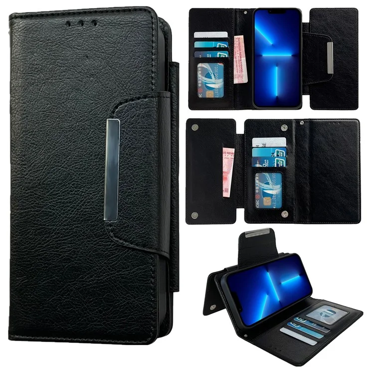 Per iPhone 13 Pro Case Staccabile 2-in-1 Custodia in Pelle Portafoglio - Nero