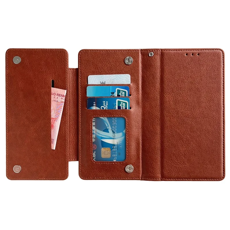 For iPhone 13 Pro Max 6.7 inch Case Detachable Wallet PU Leather+TPU Phone Cover - Brown