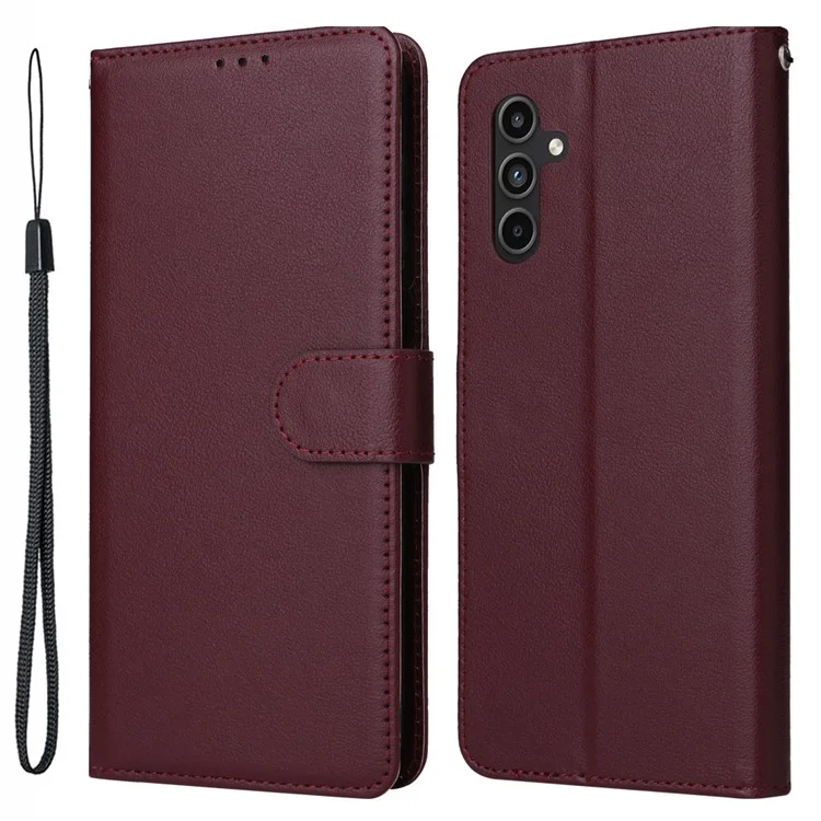 Pour Samsung Galaxy A15 4G Case PU Leather Stand Phone Protector avec 3 fentes pour cartes - Rouge vin