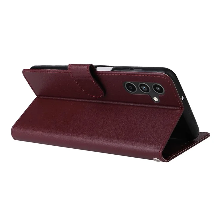 Pour Samsung Galaxy A15 4G Case PU Leather Stand Phone Protector avec 3 fentes pour cartes - Rouge vin