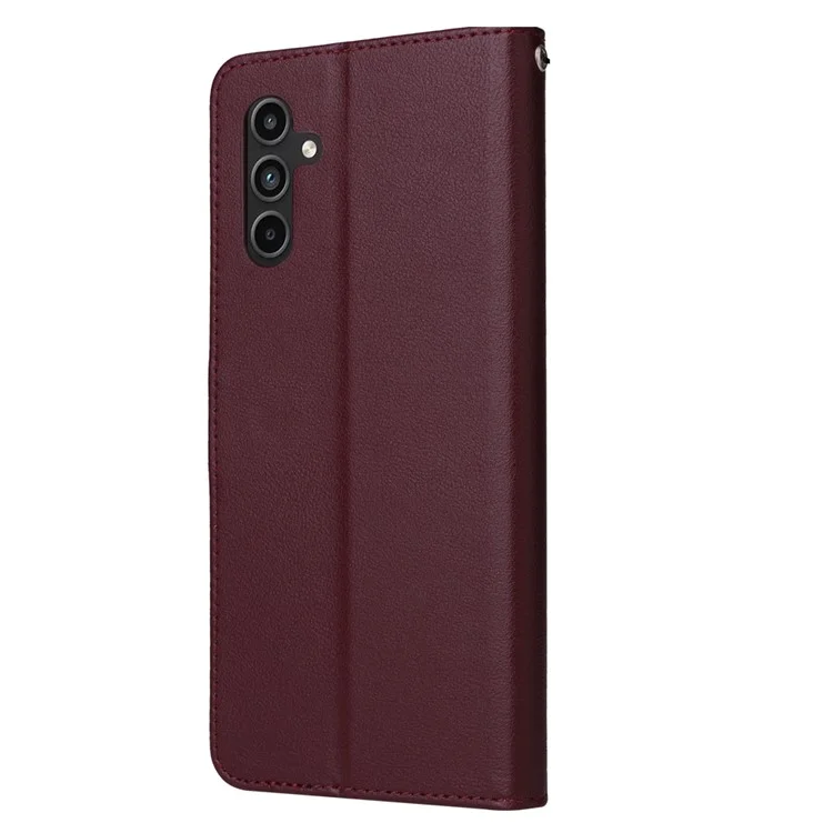 Pour Samsung Galaxy A15 4G Case PU Leather Stand Phone Protector avec 3 fentes pour cartes - Rouge vin