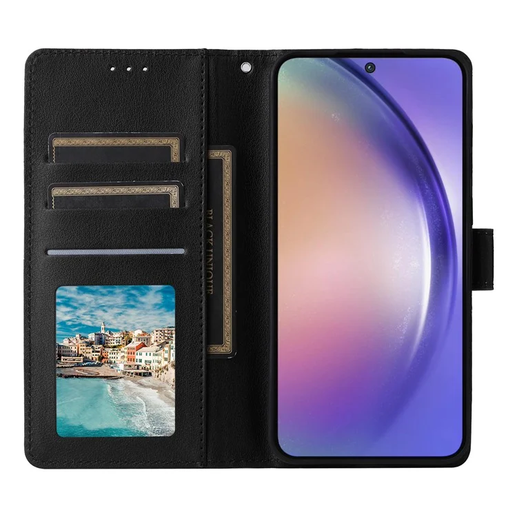 Per Samsung Galaxy A55 5G Custodia in Pelle PU Copertura Wallet Accessori Mobili All'ingrosso - Nero