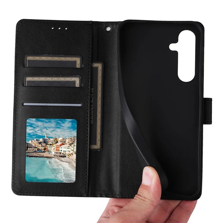 Per Samsung Galaxy A55 5G Custodia in Pelle PU Copertura Wallet Accessori Mobili All'ingrosso - Nero
