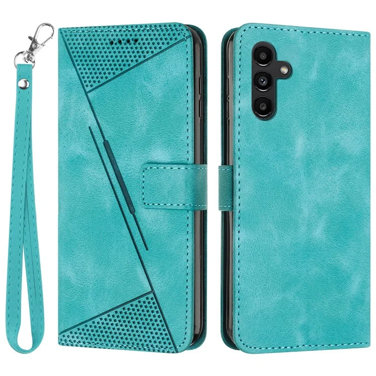 Per Samsung Galaxy M15 5G / F15 5G Custodia Telefono all'Ingrosso Case Wallet Triangolo Impresso in Pelle PU - Verde