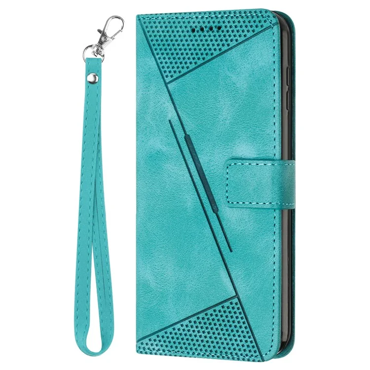 Per Samsung Galaxy M15 5G / F15 5G Custodia Telefono all'Ingrosso Case Wallet Triangolo Impresso in Pelle PU - Verde