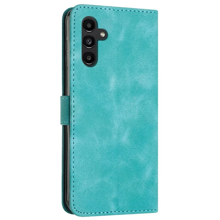 Per Samsung Galaxy M15 5G / F15 5G Custodia Telefono all'Ingrosso Case Wallet Triangolo Impresso in Pelle PU - Verde
