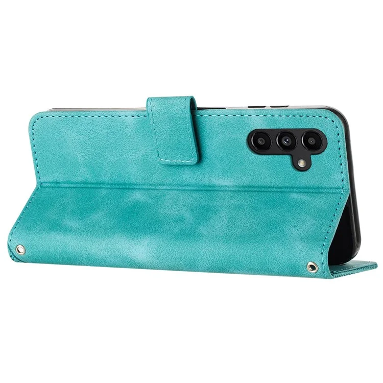 Per Samsung Galaxy M15 5G / F15 5G Custodia Telefono all'Ingrosso Case Wallet Triangolo Impresso in Pelle PU - Verde