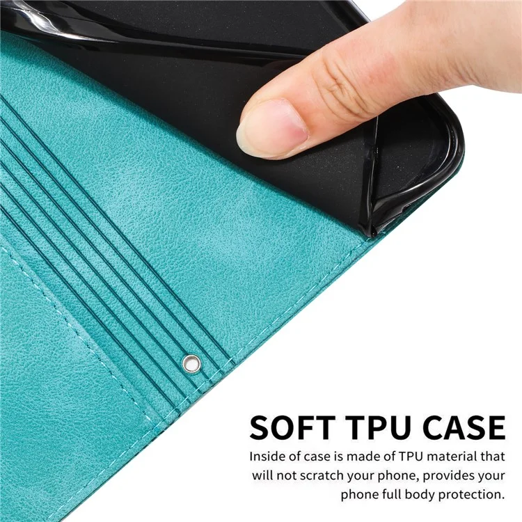 Per Samsung Galaxy M15 5G / F15 5G Custodia Telefono all'Ingrosso Case Wallet Triangolo Impresso in Pelle PU - Verde