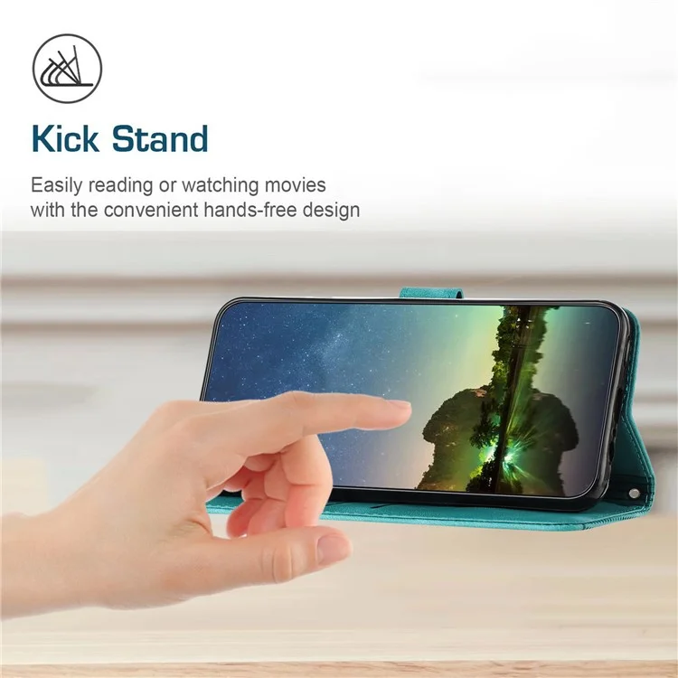 Per Samsung Galaxy M15 5G / F15 5G Custodia Telefono all'Ingrosso Case Wallet Triangolo Impresso in Pelle PU - Verde
