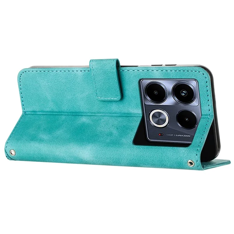 For Infinix Note 40 Anti-Scratch Leather Phone Shell Triangle Imprinted PU Leather Wallet Phone Case - Green