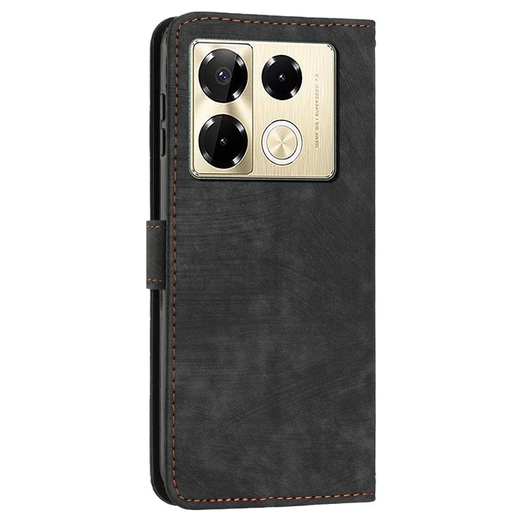 Für Infinix Note 40 Pro 5G / 4G Case Lines geprägte PU-Leder-Handyhülle - Schwarz
