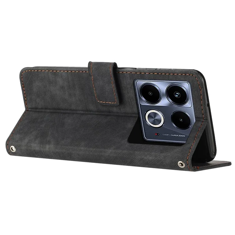 Wholesale Phone Shell for Infinix Note 40 Cover Lines Imprinted PU Leather Phone Stand Cases - Black
