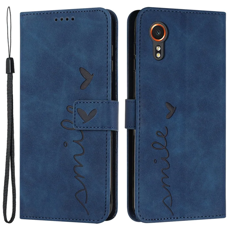 For Samsung Galaxy Xcover7 Cell Phone Case Imprinted PU Leather Magnetic Phone Stand Cover - Sapphire