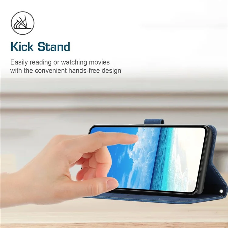 Großhandel Handyhüllen für Realme 12 5G Anti-Kratzer PU-Leder Bedruckter Smartphone-Ständer - Saphir
