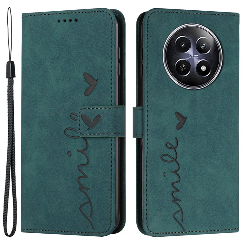 Phone Cases for Realme 12 5G Anti-Scratch PU Leather Imprinted Phone Stand Cover - Green