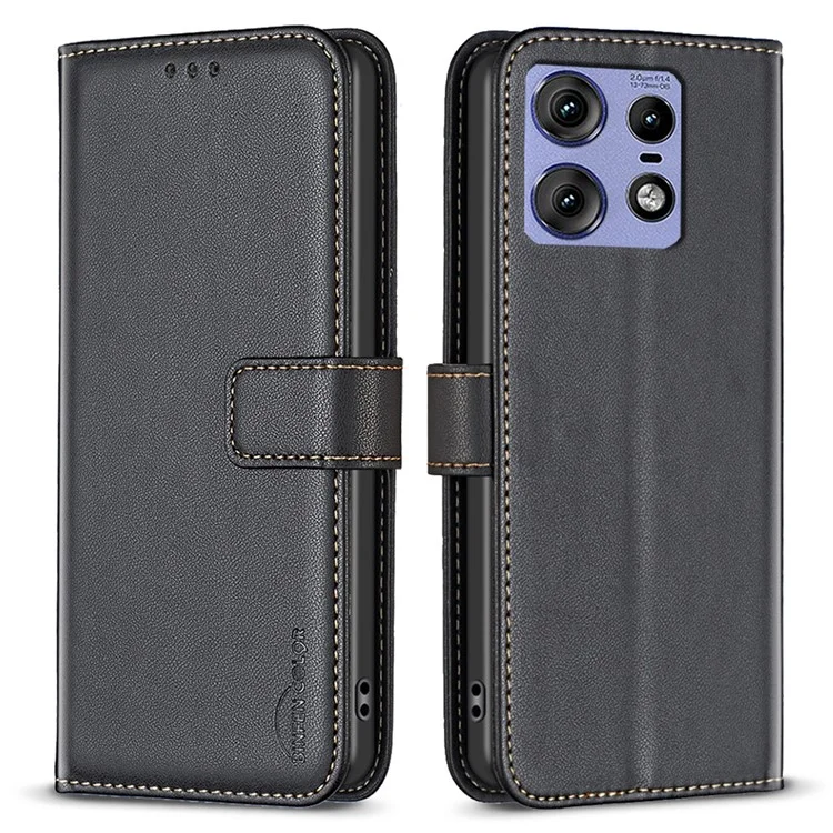 BINFEN COLOR BF17 Per Motorola Edge 50 Pro 5G Custodia Wallet in Pelle Resistente alle Cadute - Nero