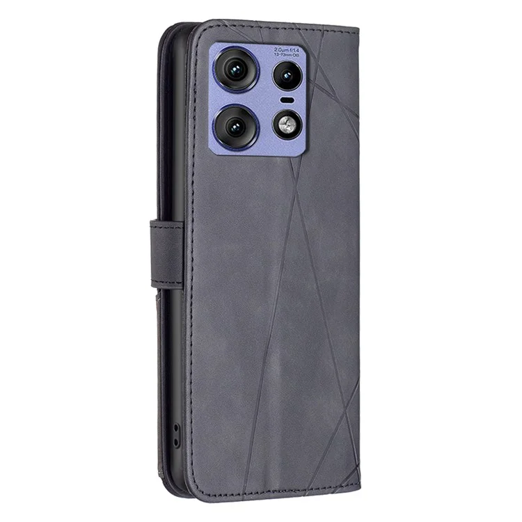 BINFEN COLOR BF05 Funda para Motorola Edge 50 Pro 5G, Funda de cartera con diseño geométrico estampado - Negro