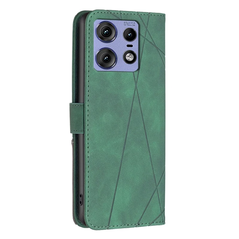 BINFEN COLOR For Motorola Edge 50 Pro 5G Phone Cases Wallet Stand Geometry Imprint Leather Cover - Green