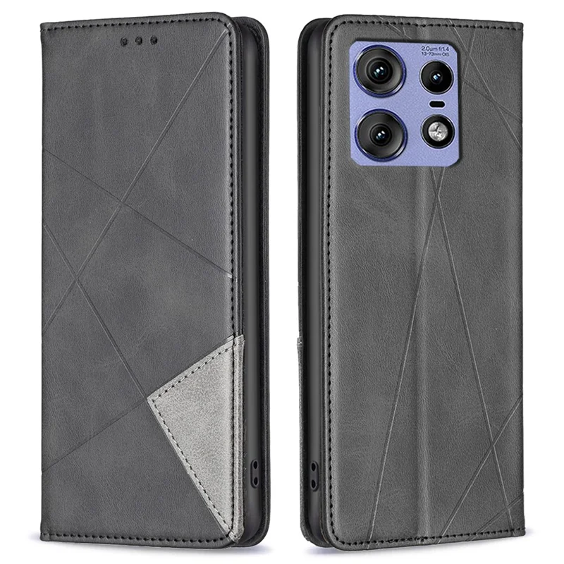 Para Motorola Edge 50 Pro 5G Funda Piel PU Cubierta Teléfono Ranuras Tarjetas - Negro