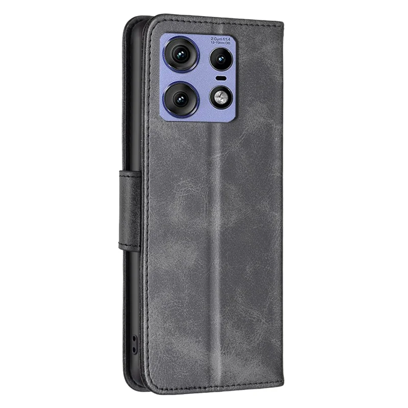 Para Motorola Edge 50 Pro 5G Case Stand View Folio Flip Leather Phone Cover com Alça para o Pulso - Preto