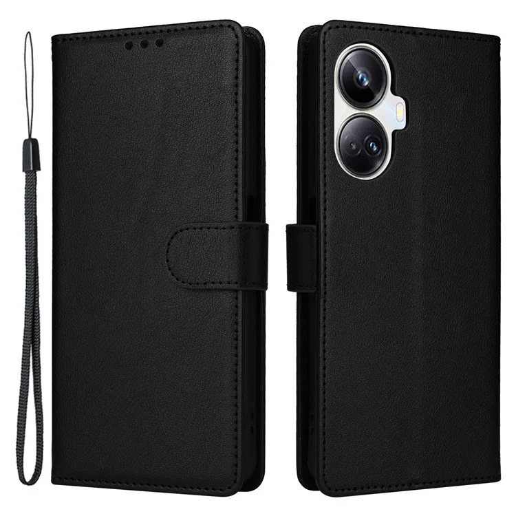 Per Realme 10 Pro+ 5G Case Custodia in pelle PU con supporto per visione / 3 porta carte - Nero