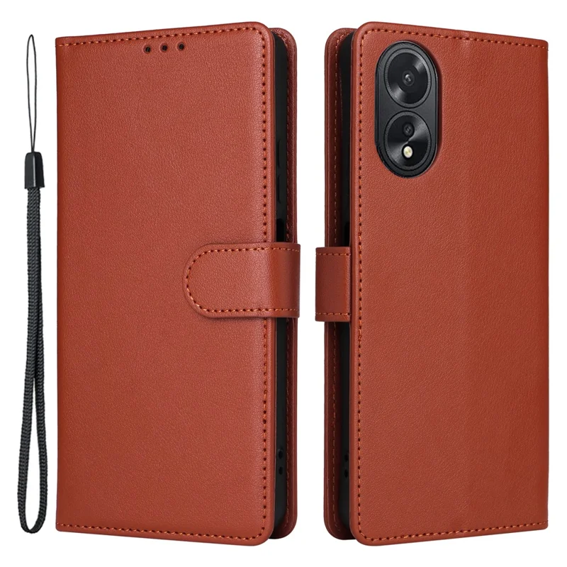 For Oppo A38 4G Wallet Phone Case Anti-Drop PU Leather Folio Flip Cover - Brown