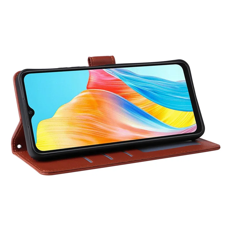 For Oppo A38 4G Wallet Phone Case Anti-Drop PU Leather Folio Flip Cover - Brown