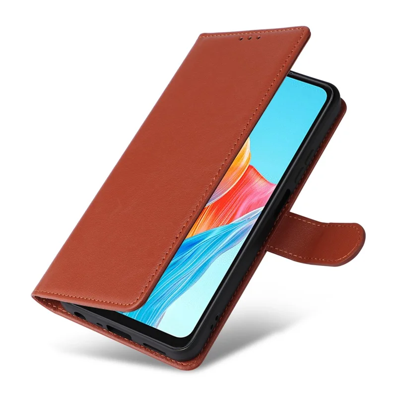 For Oppo A38 4G Wallet Phone Case Anti-Drop PU Leather Folio Flip Cover - Brown