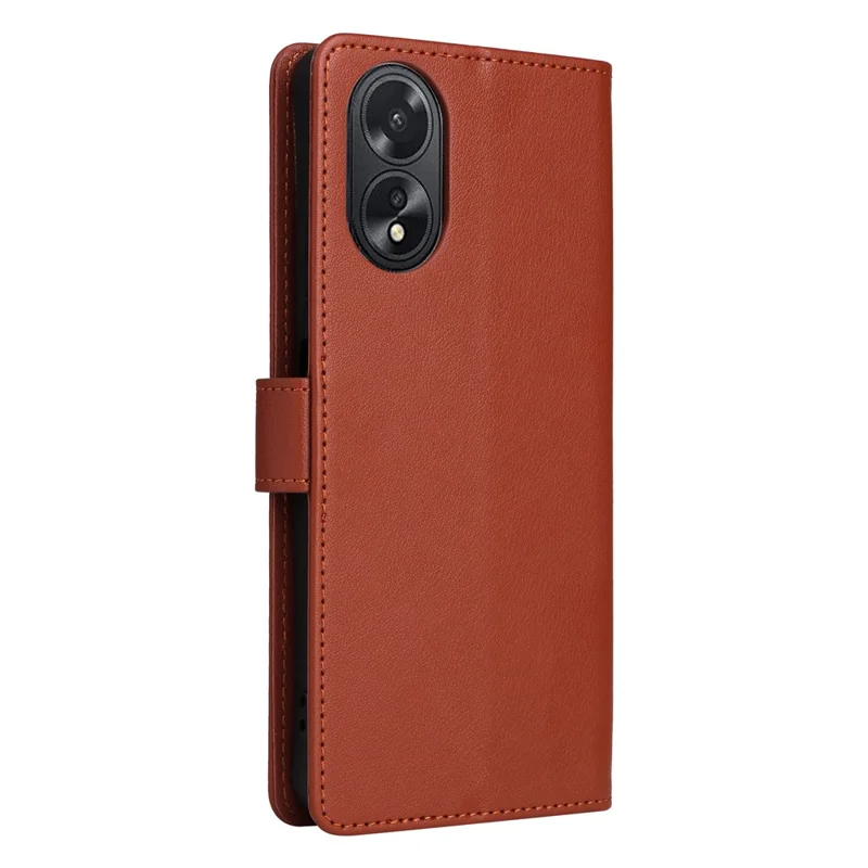 For Oppo A38 4G Wallet Phone Case Anti-Drop PU Leather Folio Flip Cover - Brown