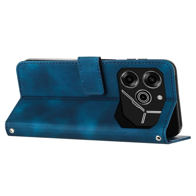 For TECNO Pova 6 Pro 5G LI9 Case Triangle Imprinted PU Leather Wallet Smartphone Cover - Sapphire