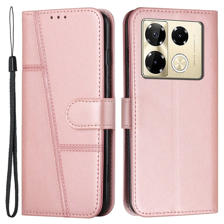 For Infinix Note 40 Pro 4G / 40 Pro 5G / 40 Pro+ Case PU Leather Calf Texture Mobile Phone Cover - Rose Gold
