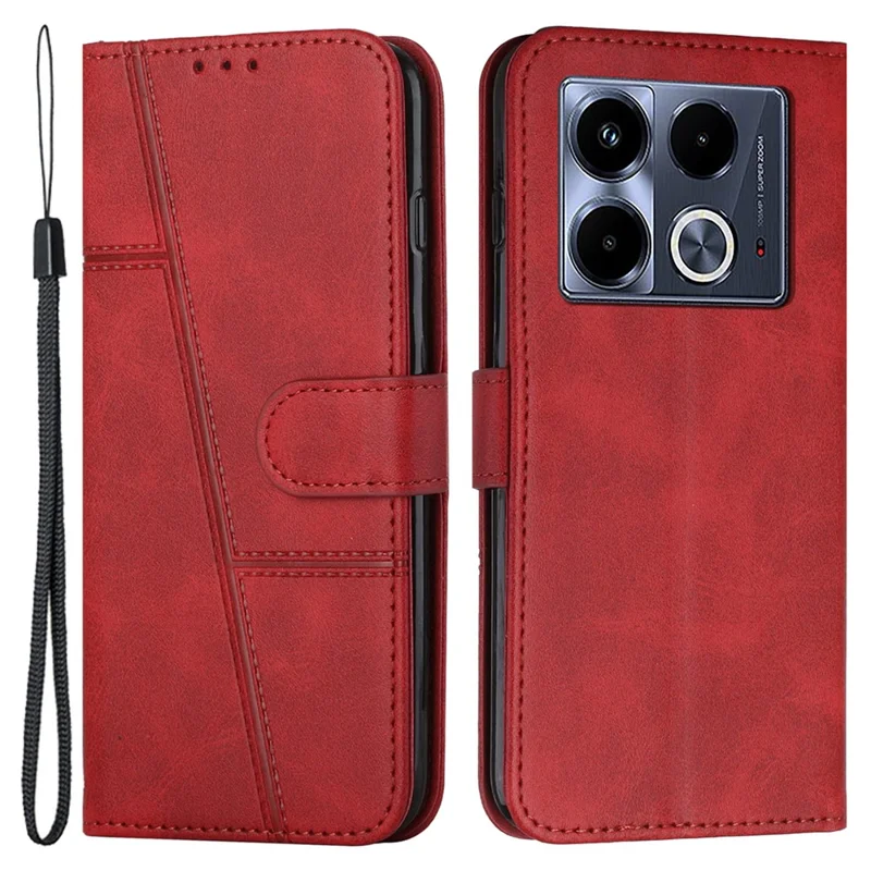 For Infinix Note 40 Pro 4G / 40 Pro 5G / 40 Pro+ Case PU Leather Calf Texture Mobile Phone Cover - Red