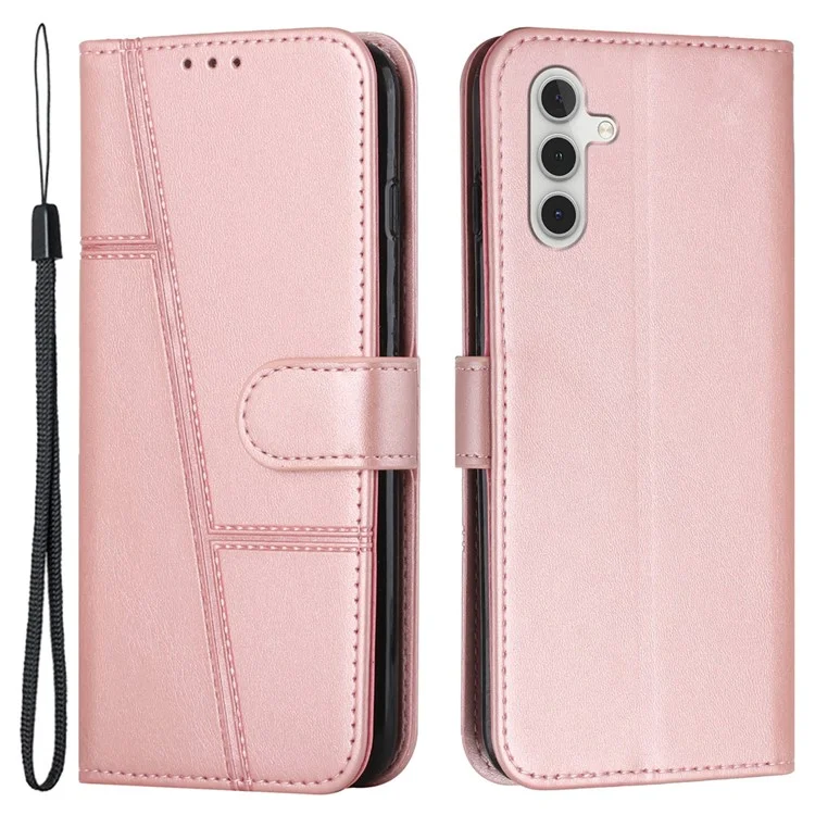 Per Samsung Galaxy M15 5G / F15 5G Anti-Scratch PU Leather Phone Case Stand Cell Phone Cover - Rose Gold