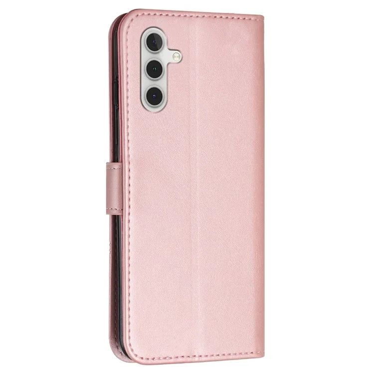 Per Samsung Galaxy M15 5G / F15 5G Anti-Scratch PU Leather Phone Case Stand Cell Phone Cover - Rose Gold
