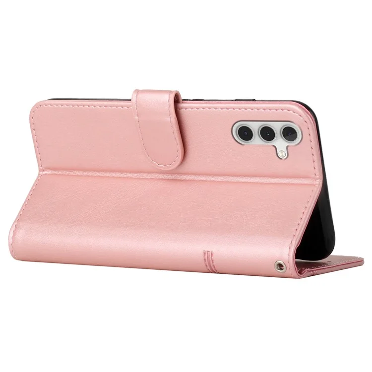 Per Samsung Galaxy M15 5G / F15 5G Anti-Scratch PU Leather Phone Case Stand Cell Phone Cover - Rose Gold