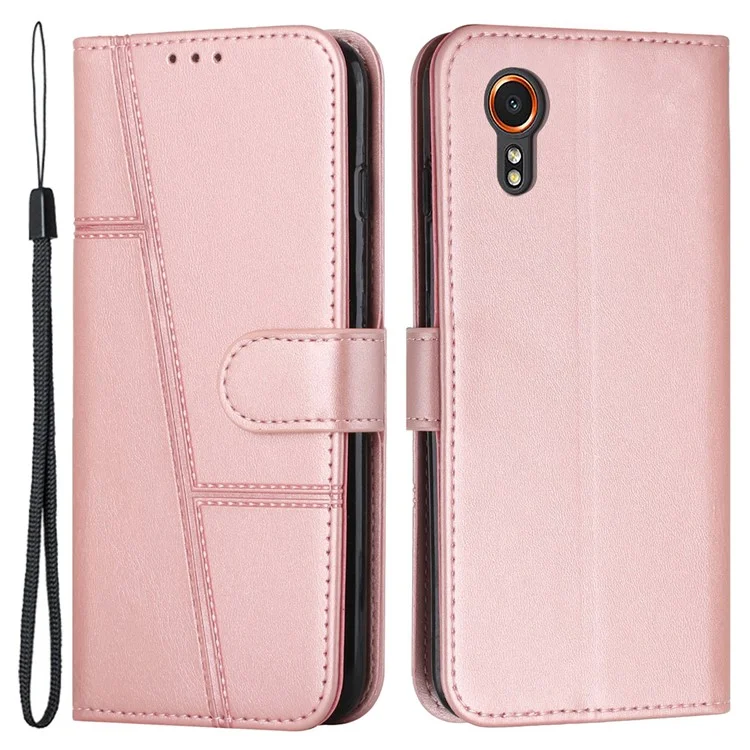 Wholesale PU Leather Cases for Samsung Galaxy Xcover7 Phone Stand Cover All-Round Protection Phone Shell - Rose Gold