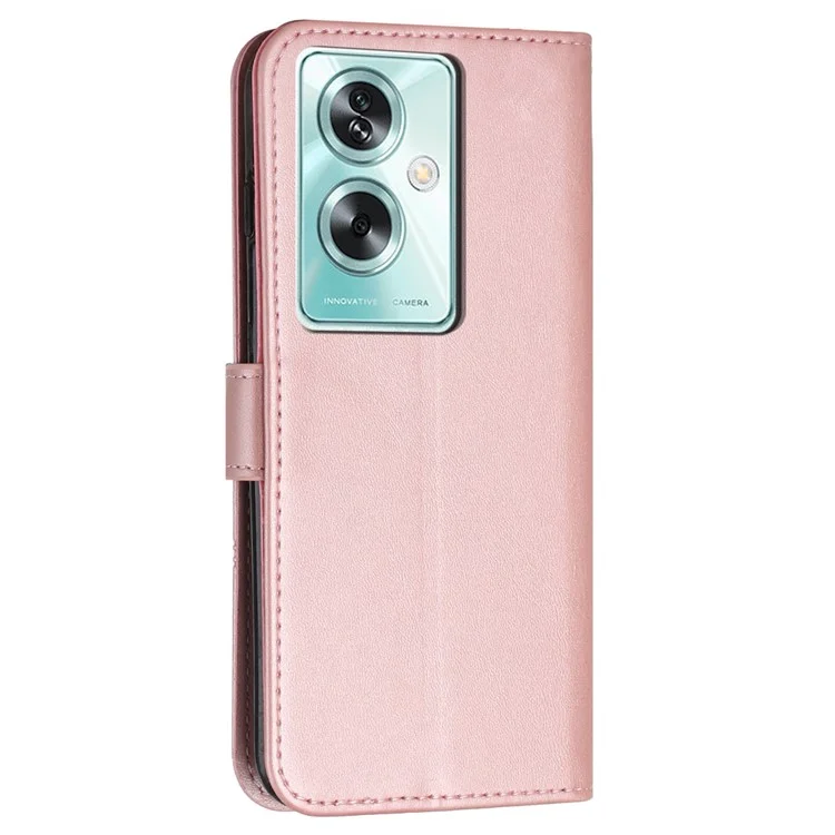 For Oppo A79 5G / A2 5G / OnePlus Nord N30 SE 5G Cover PU Leather Full Wrapped Phone Shell Stand Design - Rose Gold