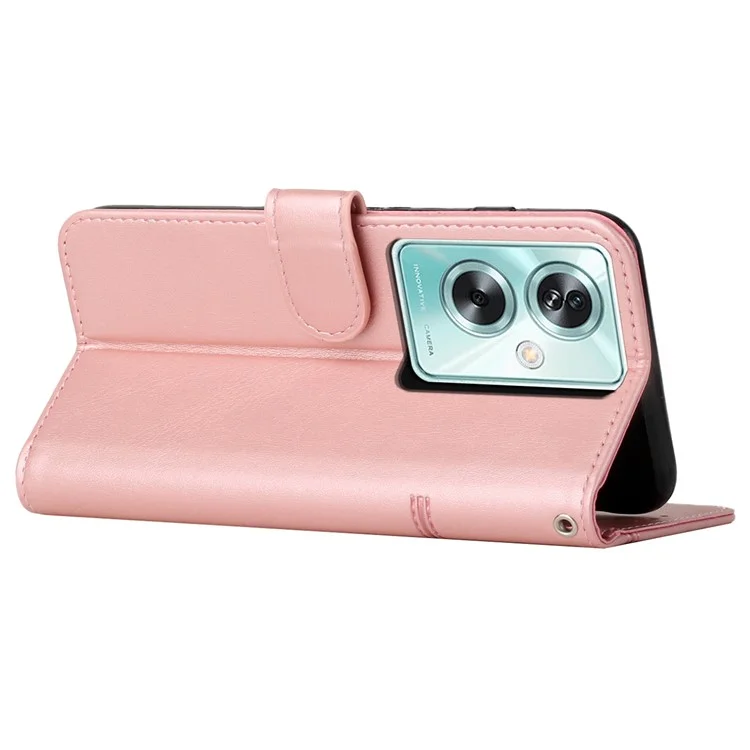For Oppo A79 5G / A2 5G / OnePlus Nord N30 SE 5G Cover PU Leather Full Wrapped Phone Shell Stand Design - Rose Gold