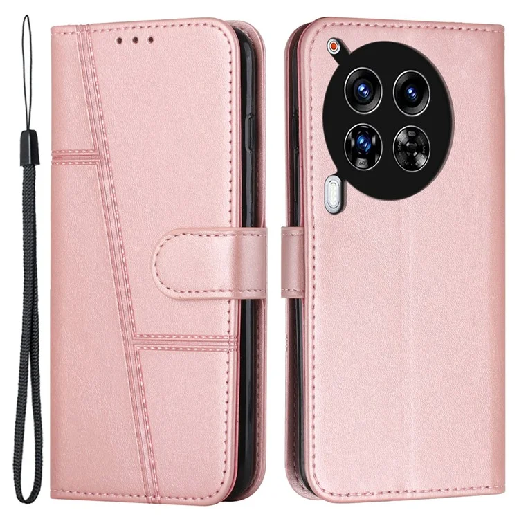 Für TECNO Camon 30 Premier 5G CL9 Fallstands-Design Leder Vollverkleidetes Handyhülle - Roségold