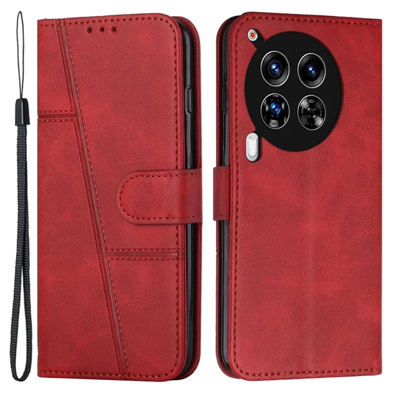 For TECNO Camon 30 Premier 5G CL9 Case Stand Design Leather Full Wrapped Phone Cover - Red
