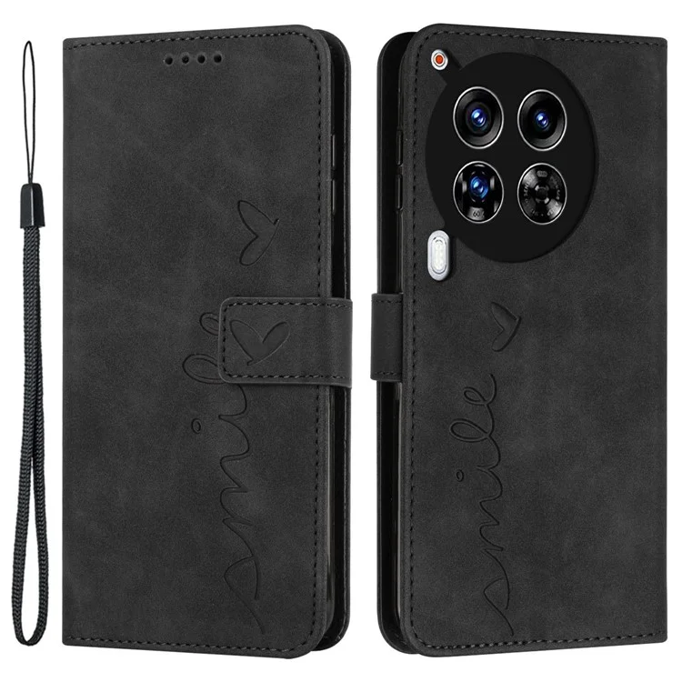 Per TECNO Camon 30 Premier 5G CL9 Custodia PU Leather Imprinted Love Heart Phone Cover - Nero
