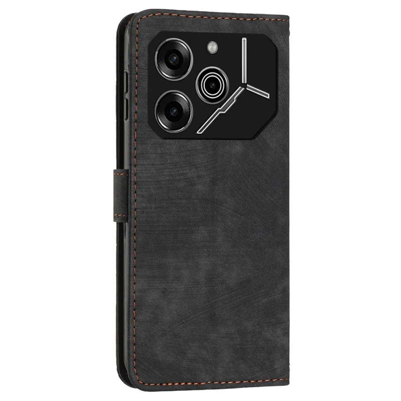 لـ TECNO Pova 6 Pro 5G / Li 9 جملة غطاء هاتف بطبعة خطوط من جلد PU محفظة - أسود