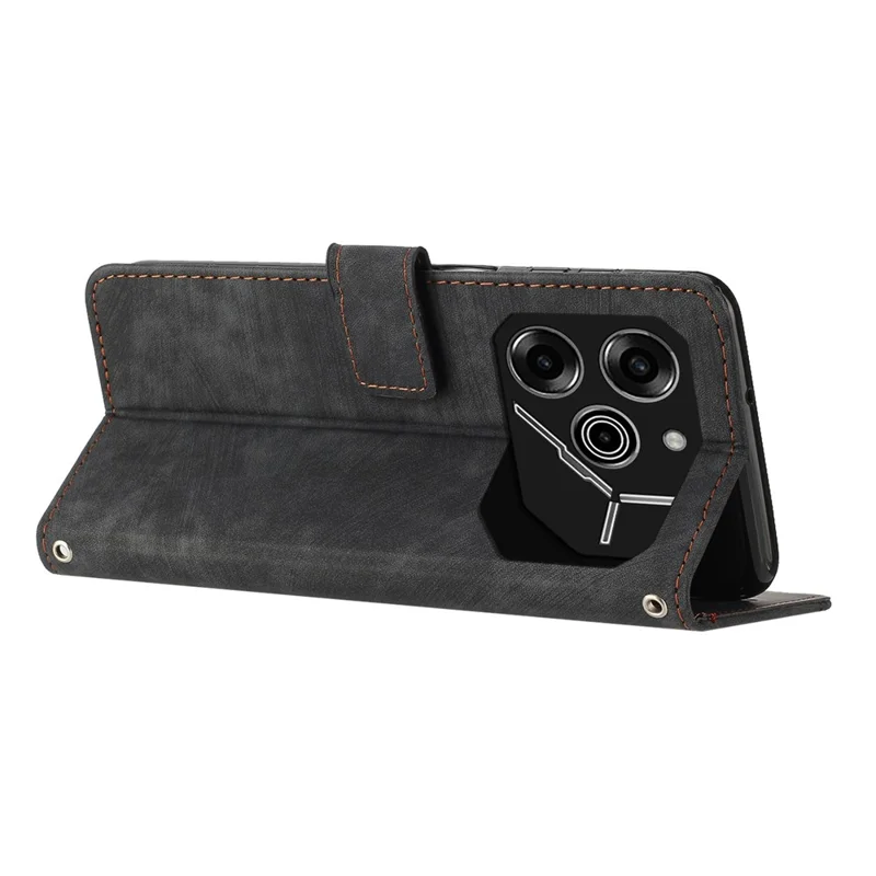 لـ TECNO Pova 6 Pro 5G / Li 9 جملة غطاء هاتف بطبعة خطوط من جلد PU محفظة - أسود